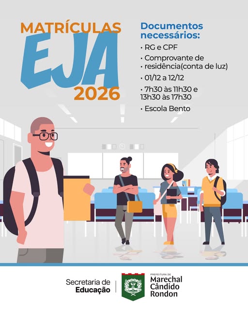 Matrículas abertas para o EJA 2026: sua chance de retomar os estudos em Marechal Cândido Rondon