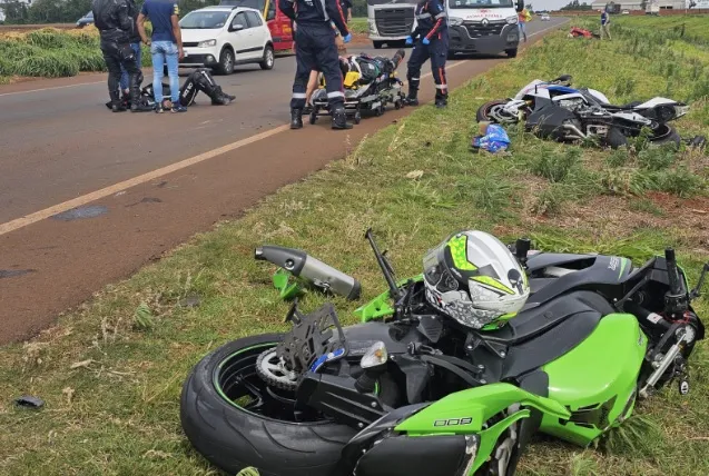 Acidente envolve três motos esportivas entre Toledo e Marechal Cândido Rondon