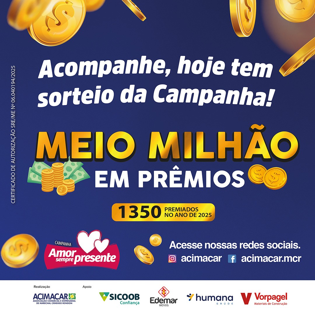 Sorteio da campanha do Dia das Crianças da Acimacar acontece nesta terça-feira (14)