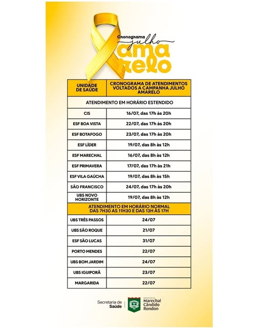 Campanha Julho Amarelo de incentivo a prevenção das hepatites virais