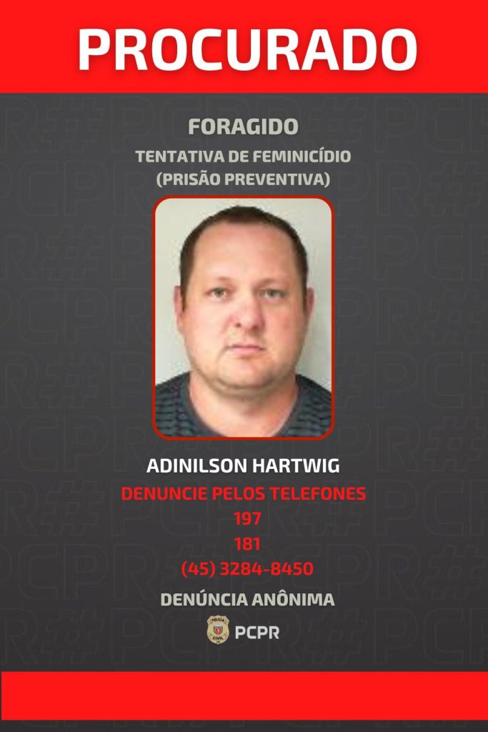 Foragido: Polícia Civil divulga foto de suspeito de feminicídio no interior de Marechal Rondon