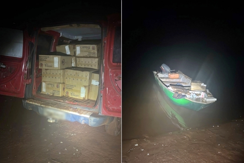 BPFron apreende veículo e embarcação carregados com contrabando, em Pato Bragado