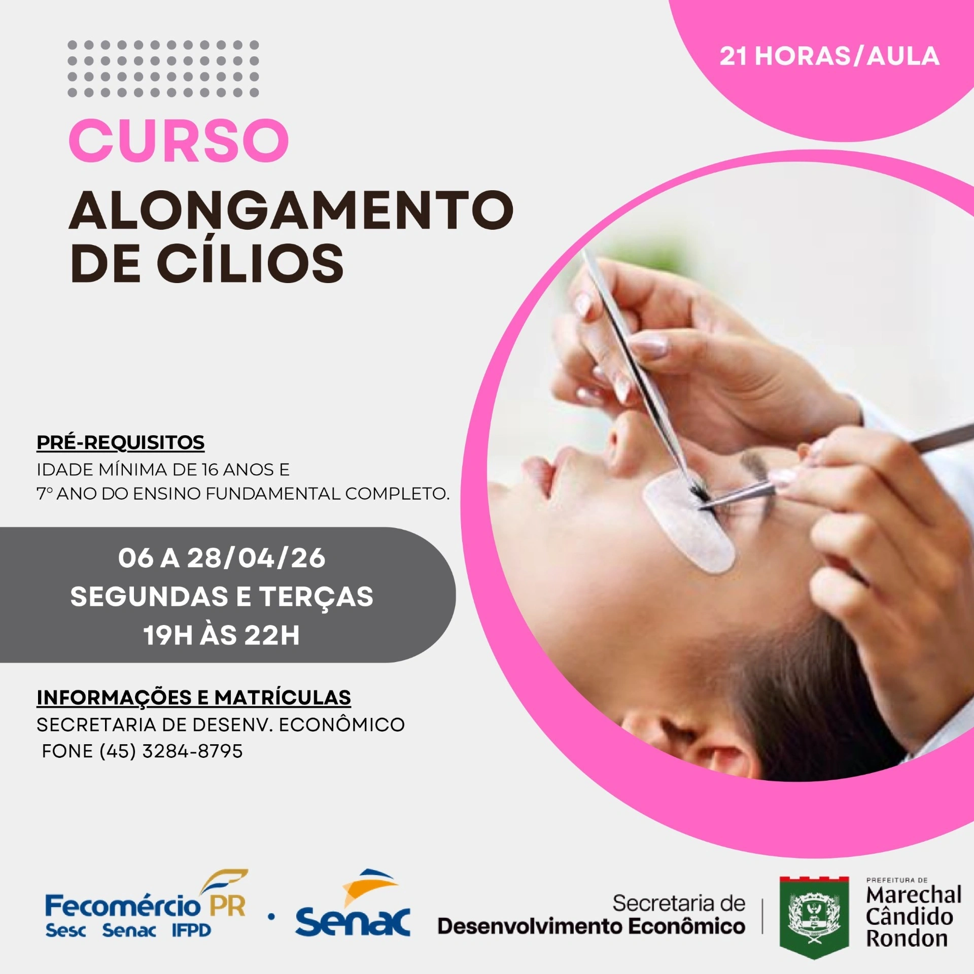 Curso gratuito de Alongamento de Cílios é promovido pela prefeitura e Senac