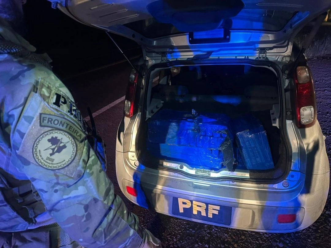 PRF apreende 100 kg de maconha  e prende motorista