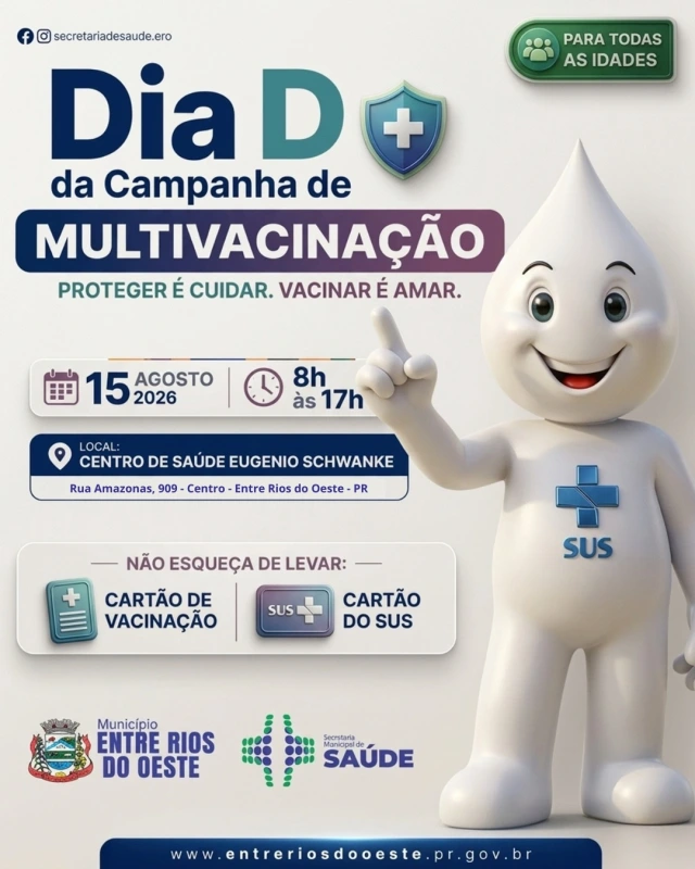 Entre Rios do Oeste antecipa Dia D da Campanha de Multivacinação para 15 de agosto