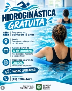 Secretaria de Esporte e Lazer oferece aulas gratuitas de hidroginástica para adultos