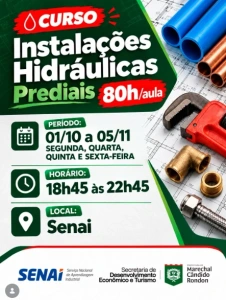 Prefeitura e Senai promovem curso gratuito de Instalações Hidráulicas Prediais