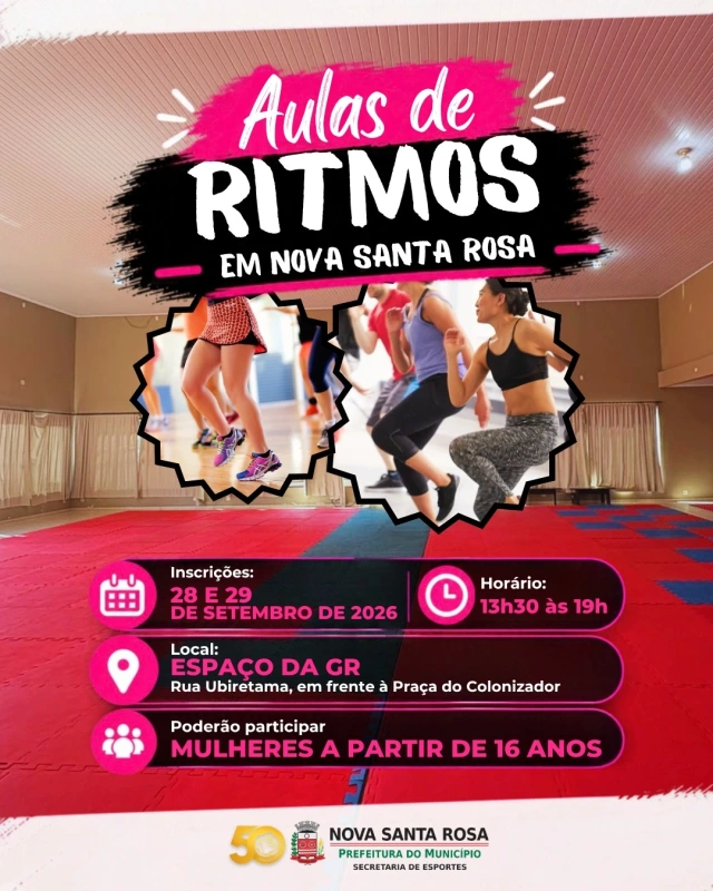 Aulas gratuitas de Ritmos serão retomadas em Nova Santa Rosa