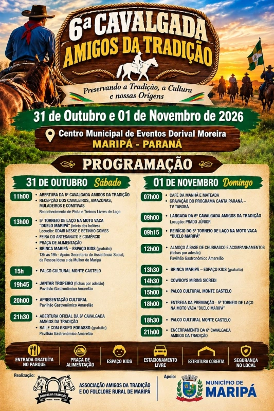 6ª Cavalgada Amigos da Tradição será realizada neste fim de semana em Maripá