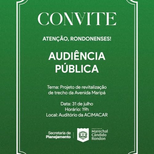 Prefeitura convoca população para audiência pública sobre revitalização da avenida Maripá