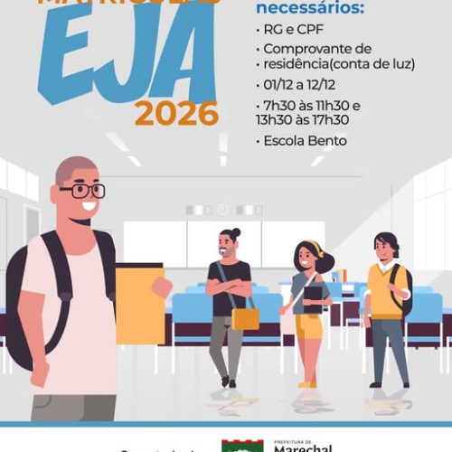 Matrículas abertas para o EJA 2026: sua chance de retomar os estudos em Marechal Cândido Rondon