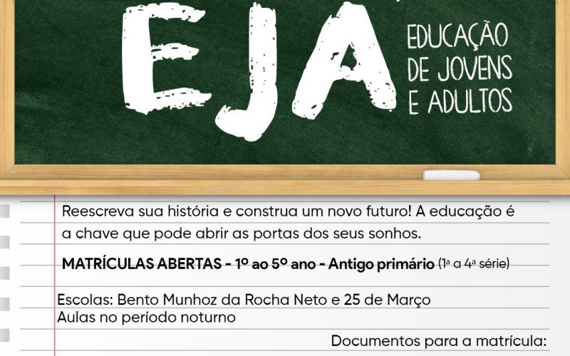 Secretaria de Educação informa que ainda há vagas para a EJA em Marechal Cândido Rondon