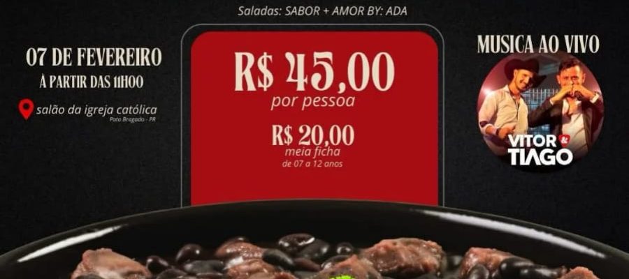 2ª Feijoada Beneficente será realizada neste sábado em Pato Bragado