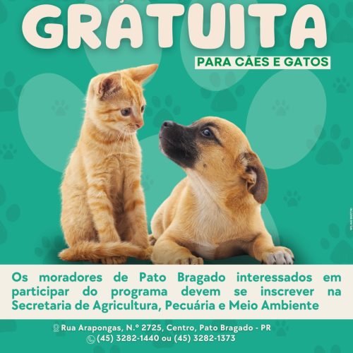 Secretaria de Agricultura, Pecuária e Meio Ambiente de Pato Bragado Lança Programa controle populacional de cães e gatos