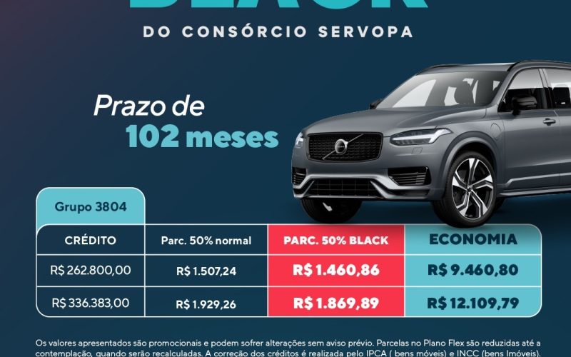 Consórcio Servopa prorroga campanha “Super Black” com descontos especiais até 30 de novembro
