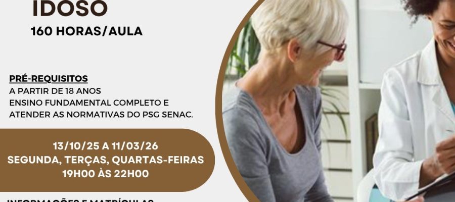 Prefeitura e Senac oferecem curso gratuito de Cuidador do Idoso