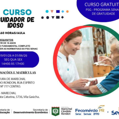 Abertas as inscrições para curso gratuito de cuidador de idoso