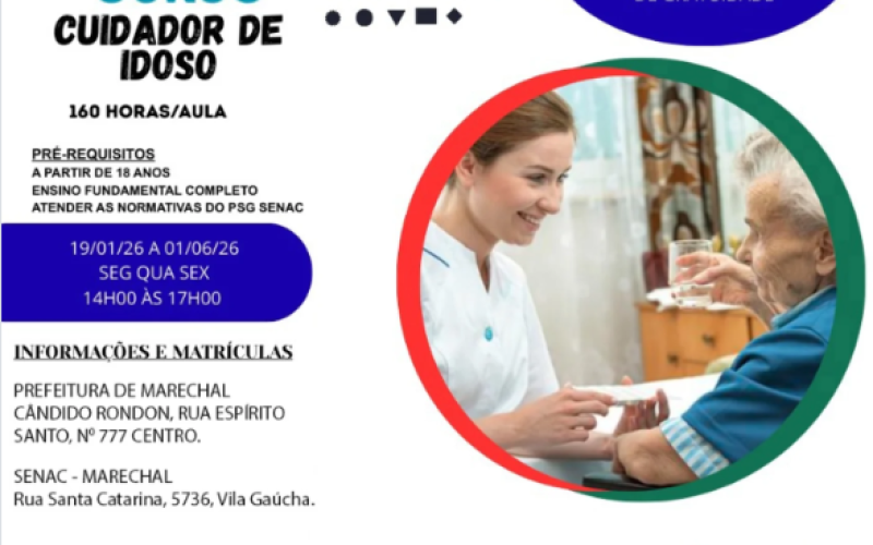 Abertas as inscrições para curso gratuito de cuidador de idoso