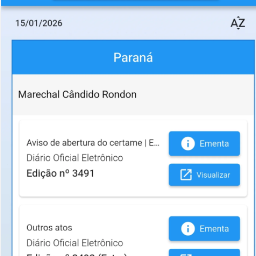 Diário Oficial de Marechal Cândido Rondon também está disponível em aplicativo