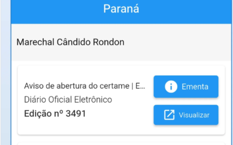 Diário Oficial de Marechal Cândido Rondon também está disponível em aplicativo