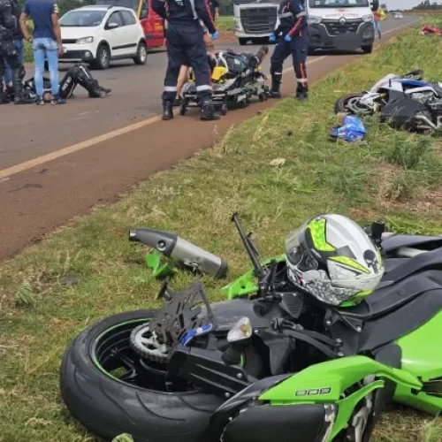 Acidente envolve três motos esportivas entre Toledo e Marechal Cândido Rondon