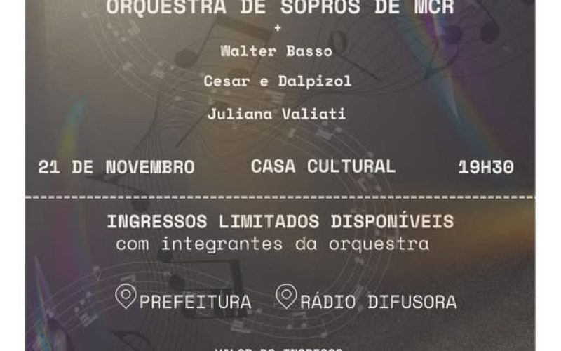 Dia do Músico será celebrado em Marechal Rondon com espetáculo da Orquestra de Sopros
