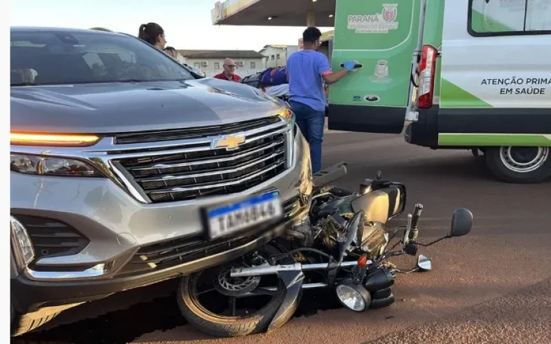 Motociclista fratura o pé em acidente em Nova Santa Rosa